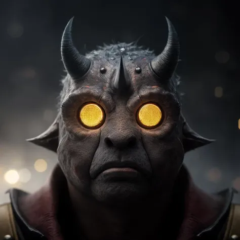 Portrait photo of stop monster, ((light bokeh)), ((stop)), (stop warning), go back, retreat, return, return to sender, depart, warning, halt, wait, front facing, sharp focus, volumetric fog, highly detailed, symmetrical balance