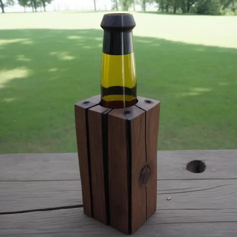 beer bottle made of wood