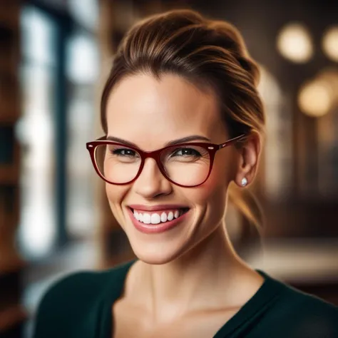 contrasts <lora:offset_0.2:.5>  <lora:hilaryswank_sdxl:1>, hilaryswank portrait photo of a woman, smiling, welcoming, red eyeglasses, updo, ponytail, academic library, 4k textures, soft cinematic light, adobe lightroom, photolab, hdr, intricate, elegant, highly detailed, sharp focus, ((((cinematic look)))), soothing tones, insane details, intricatedetails, hyperdetailed, low contrast, soft cinematic light, exposure blend, hdr,