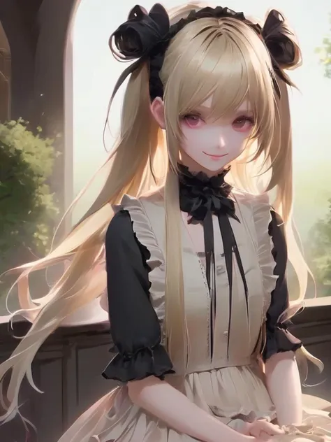 cute girl, bangs. gothic.
beautiful face. beautiful hair. beige hair. twintail. pig tails.
super long hair.
pastel dress. frill. soft smile.
<lora:loha_gothic_sdxl:1>