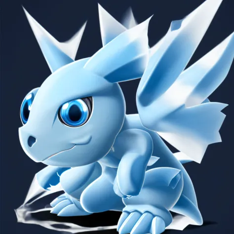 solo, blue eyes, simple background, closed mouth, standing, full body, pokemon (creature), no humans, black background, claws, animal focus <lora:babie_dragon:0.7>