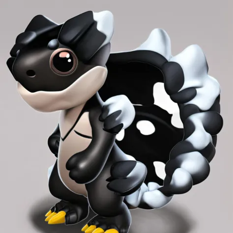 solo, simple background, closed mouth, standing, full body, black eyes, pokemon (creature), no humans, black background, claws, animal focus <lora:babie_dragon:1>