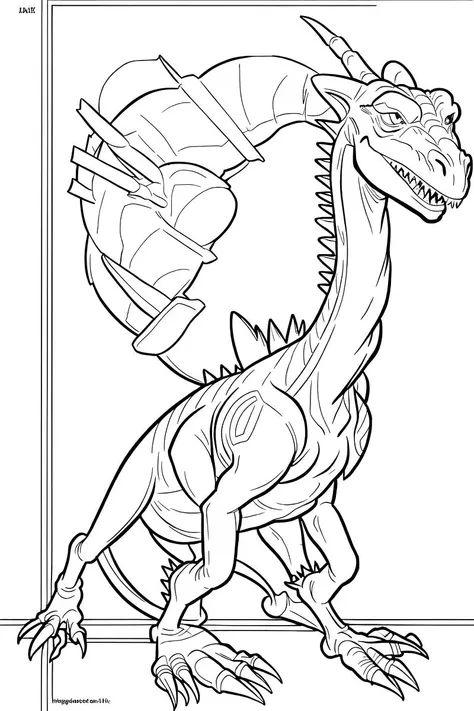 b&w, coloring page, line art, dinosaur