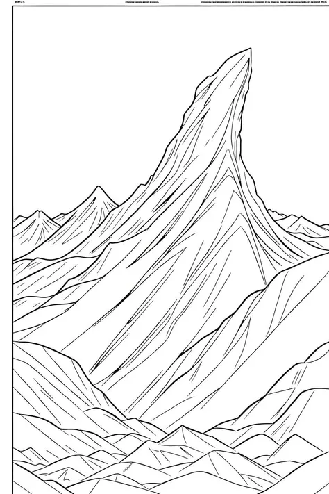 b&w, coloring page, line art, a mountain range