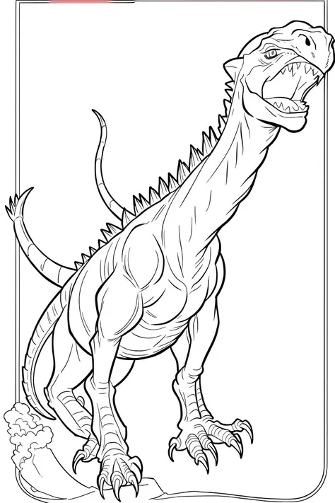 b&w, coloring page, line art, dinosaur