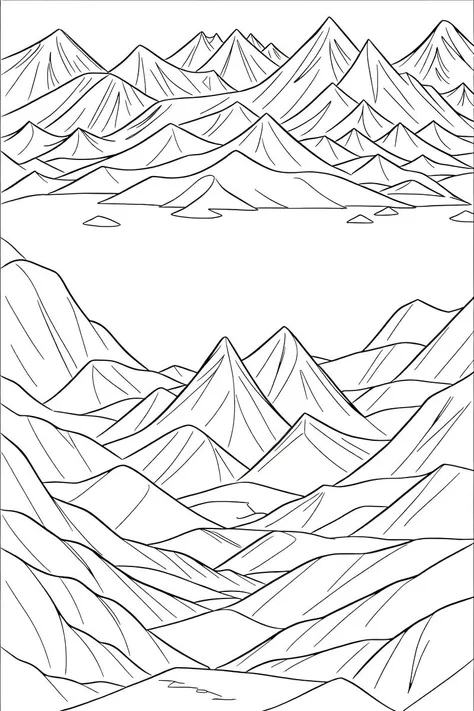 b&w, coloring page, line art, a mountain range