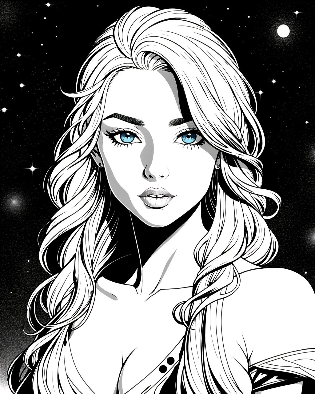 ((masterpiece), best quality, high quality, professional quality, highly detailed, highres, perfect lighting, natural lighting), coloring page, b&w, line art, middle earth, Wizard Focusing their mind to cast a powerful spell, Lord, Tall, Thin, Square Face, Fair Skin, Chestnut Hair, blue Eyes, Narrow Nose, Pouty Lips, Sharp Chin, Full Beard, Shoulder-length, Bald, A frozen tundra, with icy peaks and frozen lakes stretching as far as the eye can see, Tolkien