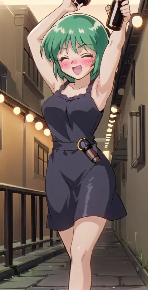 score_9, score_8_up, score_7_up, score_6_up, h1m3n0, 1girl, , mature female, Maki Zenin , green ponytail bang hair, glasses, yellow eyes, dark blue tight jujutsu uniform with tight skirt and black torn tights, perfect model body, naughty smile, balcony, bend over railing in seductive pose, showing her nude pussy under her skirt(((pulled up skirt))), looking back, from behind
