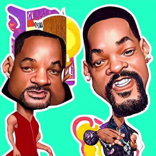 Silly will smith stickers <lora:sd15-stickers-lora:1.2>, Very detailed, clean, high quality, sharp image