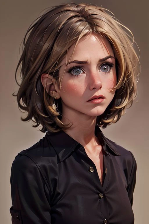 1girl,(solo:1.3),(simple background:1.3),(25-year-old:1.1),(complacent expression:1.3),(cute face:1.1),(front view:1.3),upper body,<lora:friends_rachel_green_v1.1:0.8>,(straight looking at viewer:1.3),(rachel:1.3),(rachel \(friends\):1.3),(rachel green:1.4),(red clothe:1.2),masterpiece,high quality,absurdres,realistic,best quality,(gold shirt:1.2),short hair,(shiny black eyes:1.2),(simple clothe:1.2),