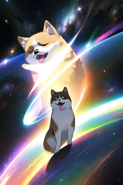 ((ultra-detailed, best quality, masterpiece, cinematic lighting, dynamic lighting, psychedelic poster)), (white spacesuit worn brown realize face shiba-inu-dog is Zen-meditation on the surfboard:1.5, in the space, in the universe, wave-riding), full of stars, jet-board, <lora:add_brightness:1> BREAK (realistic, high-resolution), full of stars, milkyway, black-hole, singularity, theory-of-relativity, mandala