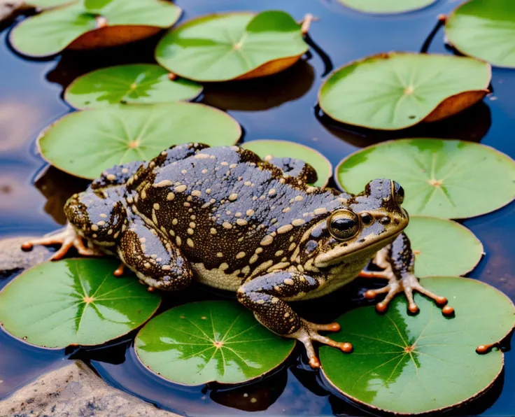 ((best quality)), ((masterpiece)), a toad on a lilypad<lora:Elixir:1>