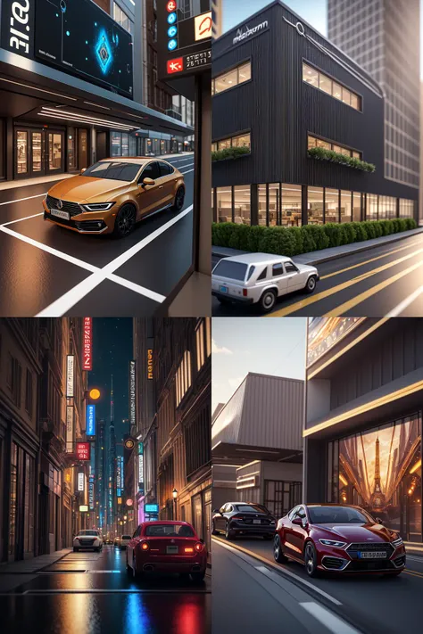 realistic car 3 d render sci - fi car and sci - fi robotic factory structure in the coronation of napoleon painting and digital billboard with point cloud in the middle, unreal engine 5, keyshot, octane, artstation trending, ultra high detail, ultra realistic, cinematic, 8 k, 1 6 k, in style of zaha hadid, in style of nanospace michael menzelincev, in style of lee souder, in plastic, dark atmosphere, tilt shift, depth of field,