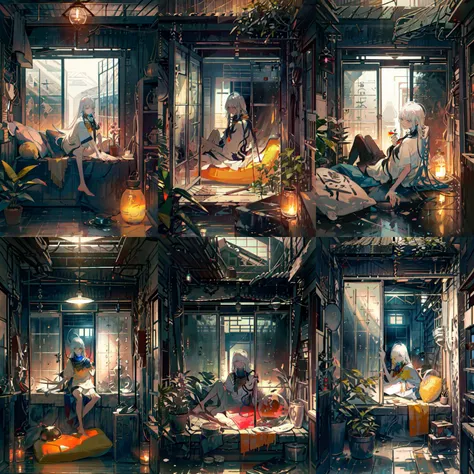 (otherworldly, otherworldly atmosphere, otherworldly appearance), highly insanely detailed, masterpiece, top quality, best quality, highres, 4k, 8k, RAW photo, Caribbean, egyptian,
depth of field, focused, foreshortening,
(dark tunnel, flower field, flower filed, china street),
(long_hair, long hair), collar, earrings,
(random colors cloth, random colors hair, random long hair), sparking lips, eyeliner, makeup, hair over one eye,
(Adult, jav, half naked, nsfw:0.8),
(dynamic pose),
kukkastyle, scenery, overcast, in front of glass window, large window, Polianthes_tuberosa \(flower\), blooming flowers, plants, trees, sidelighting, mystic, mature female, white hair, micro bangs, yellow t-shirt ,
<lora:kukka_style_v01:1>,
tied shirt,
fisheye, from below,
(air bed, indian slums, egyptian slums:1.2), Air Mattress,
(smiling at viewer), (fantasy world)