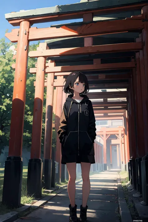 masterpiece,highres,best quality,scenery,1girl,<lora:torii_multi-wasabiya:1>, multtorii,outdoors,standing,