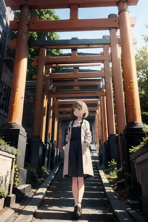 masterpiece,highres,best quality,scenery,1girl,<lora:torii_multi-wasabiya:1>, multtorii,outdoors,standing,