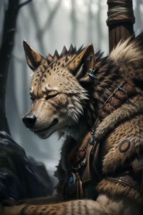 (close-up photography, realism, high detailed, trending on Artstation, trending on Pinterest, RAW photography) 
(gnoll)
CryingAsagiriAya, closed eyes
<lora:windv3:0.5>