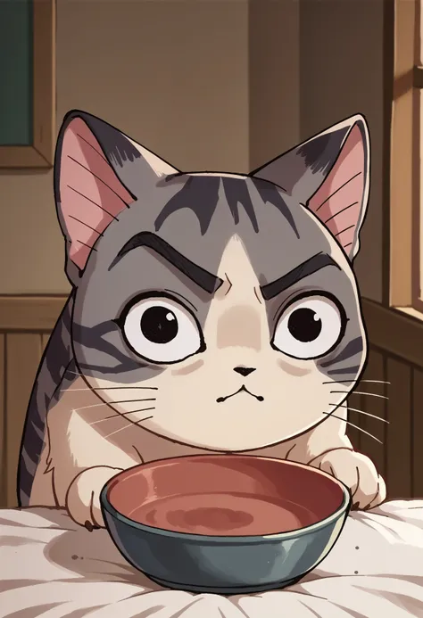 score_9, score_8_up, score_7_up, source_anime,
BREAK
indoors,
BREAK
ChiYamada, cat, black eyes, no humans, upper body, portrait, raised eyebrow, thick eyebrows,
BREAK
empty bowl,
<lora:RocksEyebrowRaise_XLPD:0.95> <lora:ChamChiYamadaPonyXL:0.95>