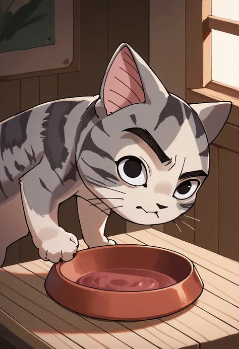 score_9, score_8_up, score_7_up, source_anime,
BREAK
indoors,
BREAK
ChiYamada, cat, black eyes, no humans, upper body, portrait, raised eyebrow, thick eyebrows, from side,
BREAK
empty bowl,
<lora:RocksEyebrowRaise_XLPD:0.95> <lora:ChamChiYamadaPonyXL:0.95>