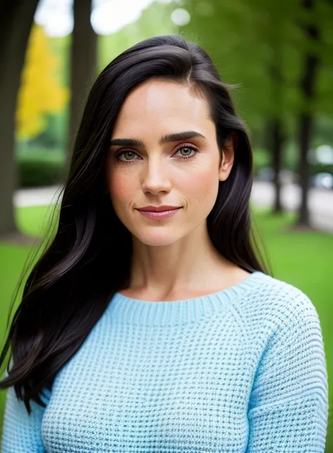 wearing sweater, portrait, beautiful face, pretty eyes, outside, portrait, park, trees, teeth, eyes open, ward winning photo, best quality, upper body, JenniferConnelly, nikon d850 film stock photograph 4 kodak 400 camera f1.6 lens rich colors hyper realistic lifelike texture natural lighting trending on artstation cinestill 800, (100mm lens)
<lora:JenniferConnelly-Shurik_RealPersonTraining_4L:0.9>