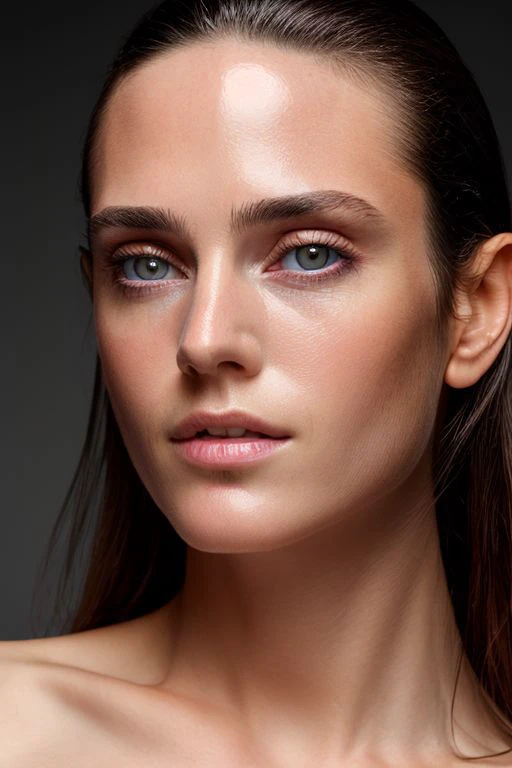full color photography of woman, (naked, nude:1.0), (oiled shiny skin:1.0), (clean_slick_hair:1.0), (face close up:1.0),
masterpiece, best quality, sharp focus, highres 8k uhd, ultra-detailed, rim light, deep grey background,
<lora:JenniferConnelly-Shurik_RealPersonTraining_4L:1.1>
