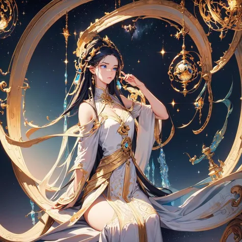 (best quality,4k,8k,highres,masterpiece:1.2),ultra-detailed,(realistic,photorealistic),A mysterious celestial globe,celestial globe,planetarium,mysterious,celestial,ancient,stars,planets,secrets of the universe,astronomer's tool,elaborate design,ornate engravings,metallic shine,intricate details,mystical symbols,golden accents,star charts,alignment of celestial bodies,cosmic knowledge,ethereal glow,esoteric craftsmanship,divination,,