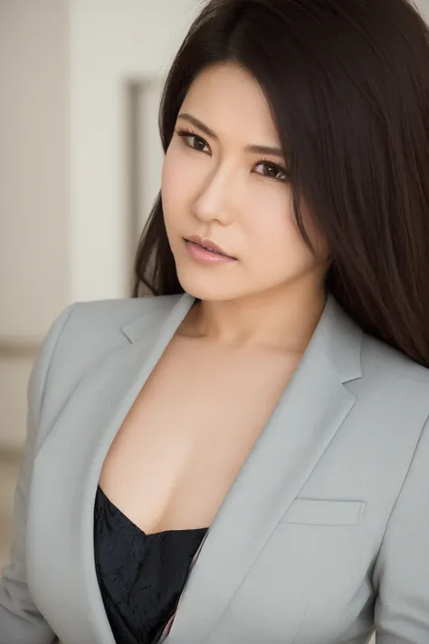 (masterpiece:1.4), (best quality), (detailed), 1girl, mature female, facing viewer, business suit, black suit, red tie, tie, close-up, upper body, <lora:anri_okitaV1:0.7>, anri okita