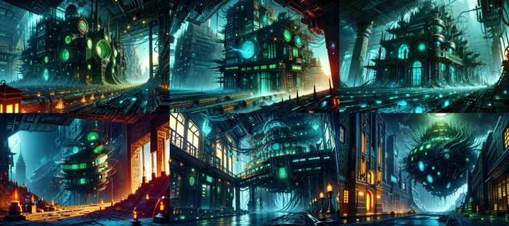 (otherworldly, otherworldly atmosphere, otherworldly appearance), highly insanely detailed, masterpiece, top quality, best quality, highres, 4k, 8k, RAW photo, ((ancient egyptian theme:1.2)), 
(mystical theme), mystical gatmosphere, arcane sanctuaries, otherwordly aura, 
(long_hair, long hair, random colors hair, glowing hair, hair over one eye, long messy hair), 
(eyelashes, eyeliner, eyeshadow, eyelashes, long eyelashes), 
collar, earrings, jewelry, necklace, armlet, 
tentacle, (underwater), nsfw, 
Homestay, Resort, Guest House, 
building, structure, still life, swirling energy, 
action pose, 
drunk, closed eyes, 
abandoned building, shopping mall, overgrown with vegetation, [volumetric fog], cinematic lighting, colorful, 
<lora:CircuitryTech-20:0.8>, circuitrytech, scifi, cables, cmos circuitry, copper, 
futuristic kitchen, (fantasy world)