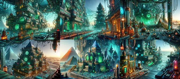 (otherworldly, otherworldly atmosphere, otherworldly appearance), highly insanely detailed, masterpiece, top quality, best quality, highres, 4k, 8k, RAW photo, ((ancient egyptian theme:1.2)), 
(mystical theme), mystical gatmosphere, arcane sanctuaries, otherwordly aura, 
(long_hair, long hair, random colors hair, glowing hair, hair over one eye, long messy hair), 
(eyelashes, eyeliner, eyeshadow, eyelashes, long eyelashes), 
collar, earrings, jewelry, necklace, armlet, 
tentacle, (underwater), nsfw, 
Homestay, Resort, Guest House, 
building, structure, still life, swirling energy, 
action pose, 
drunk, closed eyes, 
abandoned building, shopping mall, overgrown with vegetation, [volumetric fog], cinematic lighting, colorful, 
<lora:CircuitryTech-20:0.8>, circuitrytech, scifi, cables, cmos circuitry, copper, 
futuristic kitchen, (fantasy world)