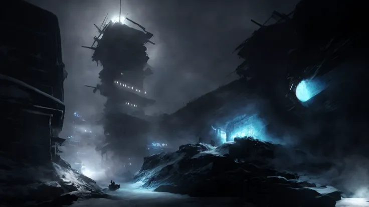 Frostpunk, (by Ruan Jia:1.2), 4K wallpaper<lyco:GoodHands-beta2:1>, <lora:lowra_v10:0.85>,  <lora:siberian_atmosphere_v1:1> siberian atmosphere,