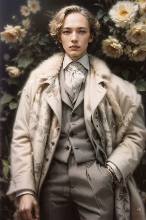 artstudt, (official art, extremely detailed CG unity 8k wallpaper),(1boy:1.3),beautifully detailed eyes, detailed fine nose, detailed fingers, (8k), (best quality), ( masterpiece:1.2), (realistic), ( photorealistic:1.37), extremely detailed
handsome gentleman, vintage hair, vest face, couture, magazine cover, textless, high quality, clothing details, fine fabric, full body, 8k, cinematic lighting, black suit, blonde hair,
<lora:add_detail:0.2> <lora:SuiteM1:0.6>