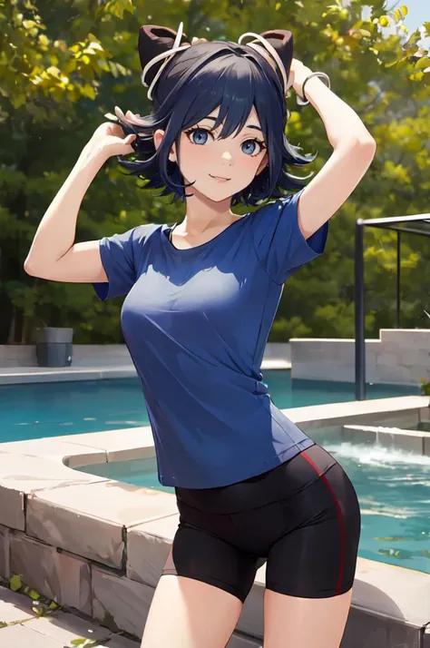 Makoto Kenzaki, gender change, Anime Boy, gender change(Girls to boys), Boy with short purple hair, solo, short_hair, Boy with Purple Eyes, hair_ornament, swim wears, rating:safe, lying, shiny, smile, shiny_hair, Bending arms, hair clips, green_background, on_back, looking_at_viewer, shiny_skin, School swim wear, eyeslashes, simple_background, Raising arms, garments:High-cut swimwear, Anime boy standing, Cure Sword, Cool boy in blue tank suit, gradient_background, gradient, blush, flipped_hair, grey_background, shadow, cowboy_shot, heart, closed_mouth, sketch, collarbone, arched_back, swept_bangs, highleg