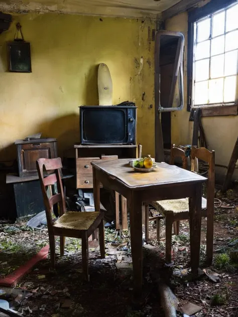 abandoned place, full of details and objects<lora:Abandoned:1>