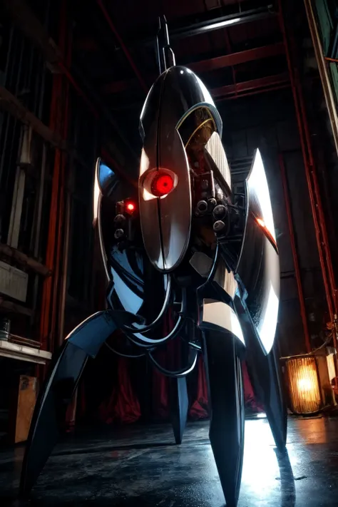 dark theme, portal_turret, top hat, red eyes, glowing, cable, one-eyed, non-humanoid robot, solo, laboratory <lora:portal_turret-09:1> <lora:LowRA:0.333> <lora:epi_noiseoffset2:0.666>
BREAK
outdoors wreckage, sunlight, light particles, raytracing <lora:add_detail:1>