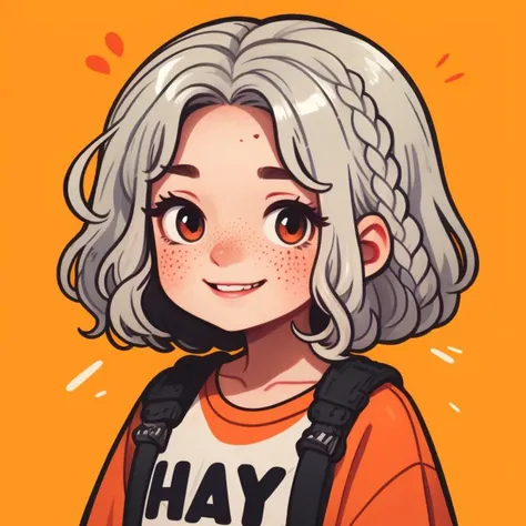 white hair, braids, smile,
upper body, freckles, blush, short, hair, simple background,
<lora:KawaiiVibes_V3_prunned:2.15>, shiny, shiny hair, shiny skin, shiny clothes