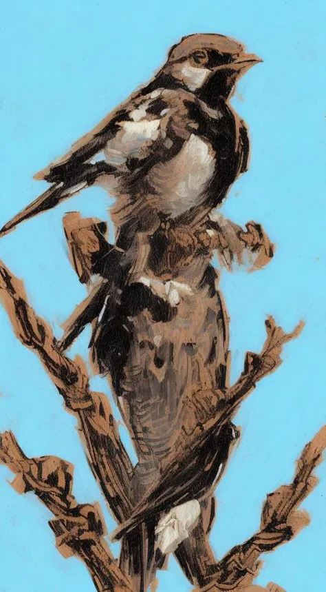 an aged, bright, very detailed illustration of a (masterpiece, best quality:1.2), cute swallow in the telephone pole, line drawing, ink covered with gouache, brushstrokes, contour lines, colorful ((in the style of llbrbs_02)) <lora:add_detail:1>