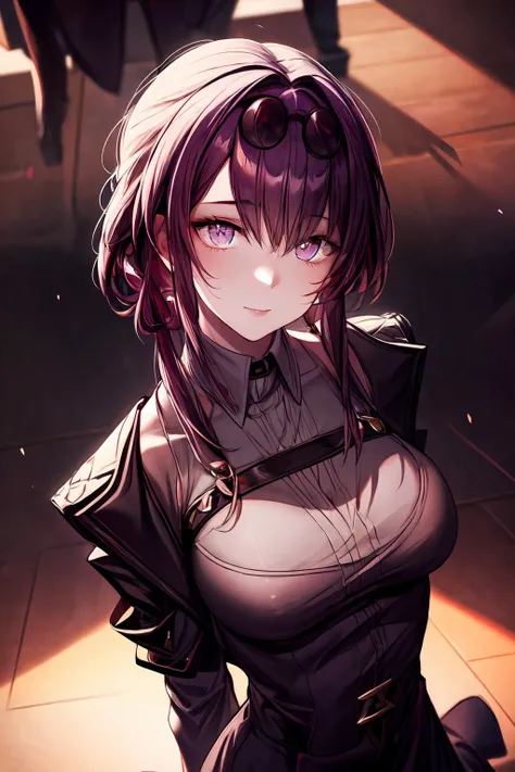 Anime girl with glasses and a black top posing for the camera - SeaArt AI