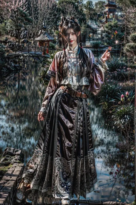 <(best quality, extremery best quality, masterpiece:1.4), (realistic, intricate details:1.4), (photorealistic:1.4), (extremely intricate:1.4), highres, ultra highres, ultra detailed, ultra-detailed, absurdres, incredibly absurdres, extremely detailed, high quality, high resolution, hyperrealistic, ultra-realistic, hyper-detailed, top quality, best, fine detail, massive detail, Highly detailed, extreme detailed, highest detailed, high-res, absolutely resolution, reflection, (refraction:1.4), (hyperrealism:1.4)>, BREAK, (1girl:1.3), solo, looking at viewer, (young cute beautiful 18-year-old girl:1.4), 3d face, (hand of Guido Daniele:1.4), beautiful girl, Beautiful face, pretty, girlface, kpop idol, supermodel, stunning innocent symmetry face, perfect body, medium breast, slim waist, slim legs, (high detailed skin:1.5), glowing eyes, goddess, natural skin texture, shiny skin, White skin, Beautiful detailed face, detailed face, real skin texture, cute delicate face, finely detailed face, golden ratio, golden ratio face, expressive eyes, perfect face, perfect skin, flawless face, clear face, shiny hair, pale skin, Proper body proportion, perfect anatomy, realistic skin texture, luscious lips, glossy lips, natural makeup, beautiful bright pupils, slender figure, intricate eyes, detailed pupils, detailed face and eyes, longeyelashes, blush, good hand, perfect hands, pretty face, beautiful female bodies, finely detailed skin, oily shiny skin, clean facial features, an extremely delicate and beautiful, cute & girly, beautiful detailed eyes, stars in the eyes, detailed simmetric eyes, perfect smooth skin texture, BREAK, (((((standing, (white/blue/red/black/green/pink/yellow chinese shirt),(white/blue/red/black/green/pink/yellow chinese long skirt), (dancing, smile, Pink hair, Pink eye, long hair, Pink eyelashes, Pink lips, Pink lip colour, Eyes glowing Pink, flat bangs, happy expression, warm smile), (lotus, hair ornament, water, dancing with butterfly, chinese traditional architecture, in the garden, floral background, brilliant colors, long_hair, nail_polish, jewelry, ancient art, chinese style), (night, Night time, moon light, Golden Hour, sky, landscape, aurora borealis, stars, outdoors, Chinese, Pink fireworks, Sakura tree background:1.4), (lake background, mountains, full moon background, night lake shore, river, forest, chinese style countryard, lanterns, pond, cobblestone pathway, building pavilion, chinese buildings, moutains, misty lake, ancient chinese background, puddle, after the rain, petals falling, wet grass and trees, flower sea, in a meadow, waterfall, breeze, flying splashes, flying petals, leaves, bloom, bloom effect, surrounded by heavy floating petal flow, petal, Pink butterfly, flower, detailed beautiful grassland with petal, flowers, plants, Pink rose, many Pink roses, leaves falling from the tree, dust is drifting, ethereal, scenery, nature, mysterious background:1.4), (iridescent colors, Iridescence, blush, mysterious, fantasy background, fantasy, open mouth:1.2), (fog, wind:1.2), (Luminescent Particles:1.3), (fullbody:1.2), (eye focus, face focus, character focus, close-up face:1.2), (dutch angle, cowboy shot:1.3), colorful refraction)))), BREAK, <cinematic portrait, analog film photography, film emulation, bokeh, blurry noise background, watercolor, available light, detailed light, volumetric fog, beautiful lighting, Rembrandt lighting, Cinematic, pixel art, game art, key visual, surreal, PBR Texturing, Anisotropic Filtering, Maximum Clarity And Sharpness, Albedo And Specular Maps, Multi-Layered Textures, Surface Shading, Sub-Pixel Convolution, Sub-Pixel Convolution, Accurate Simulation Of Light-Material Interaction, blurry foreground, broad light, volumetric light effect, matte painting, perfectly defined features, volumetric lighting, Tone Mapping, Lumen Reflections, Global illumination, Ray Tracing, Screen Space Global Illumination, Accent Lighting, 32k, Natural Lighting, volumetric, cinematic masterpiece, Rule of thirds, high dynamic range, Multi-exposure HDR capture, cinematic render, game cg cinematic, atmospheric perspective, movie scene, epic dynamic frame, motion blur, ((cinematic look, Film look)), rim light, 4k textures, adobe lightroom, photolab, insane details, hyperdetailed, exposure blend, professional color grading, professional color correction, aerial perspective, particles and dust in beams of light, cinematic scene, dynamic lighting, sharp details, lomography, soft focus, light leaks, bold hues, atmospheric depth, (explosive light and shadow:1.2), aesthetics, intricate designs, ultra realistic digital art, (zentangle, mandala, tangle, entangle), (fractal art), elegant, vivid colours, floating particles, particles, dramatic, epic, (ink drawing, oil painting detailed), (dramatic lighting:1.2), RAW, huge filesize, extremery detailed CG, Photo, 8k uhd, cinematic atmosphere, trending on artstation, award-winning glamour photograph, highly detailed photo, official art, beautiful and aesthetic, unity 8k wallpaper, beautiful, highly detailed CG illustration, best illustration, intricate, Amazing, emotional, analog, painting, digital painting, concept art, Oil Painting, illustration, Classical art, Renaissance, Romanticism, Neoclassicism, Color Palette, depth and contrast, Vibrant colors, saturated, rich saturation, color harmony, vivid palette, concept-art, design style, detail character, concept render, colorful, analog photography, dreamy atmosphere, specular highlights, atmospheric lighting, (dynamic angle, dynamic pose :1.3), (shiny, clothes reflecting light, lens flare, bloom effect, light particle, lens glare:1.3), realistic lighting, cinematic light, (cinematic lighting), light in the face, soft lighting, saturated colors, detailed background, sharp focus, 8k high definition, perspective, Master Composition, roughness, post-processing, soft shadows, realistic shadows, ambient occlusion, ray-tracing, subsurface scattering, photon mapping, physically-based rendering, octane rendering, unreal engine 5, ue5 rendering, Adobe After FX, dslr, RTX, Best character details, radiosity, sharp, antialiased, RAW photo, HDR, 8k, 4k, (((Photographed by Roger Deakins, using a RED Monstro 8K VV camera and a series of high-end lenses))), ((Hasselblad photography)), (film grain:1.4), Kodak portra 400, ((Fujifilm X-T5)), professional photograph, depth of field, caustics, Broad lighting, diffuse lighting, rim lighting, two tone lighting, textile details, visible pores, high resolution scan, professionally color graded, photographic reality, automatic white balance, best lighting, detailed shadow, high contrast, strong light and shadow>, (PureErosFace_V1:0.7), (ulzzang-6500:0.7), <lora:epiNoiseoffset_v3:2>, <lora:add_detail:0.7>, <lora:hipoly_3dcg_v7-epoch-000012:0.7>, <lora:hanfu_ming:0.8>, (kbxll:0.7), <lora:more_details:0.7>