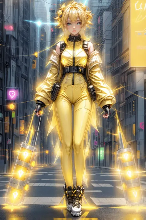 <lora:YellowEnergyWorld:1> (YellowEnergyWorld:0.9) 1woman cyber walking city <lora:more_details:1> details