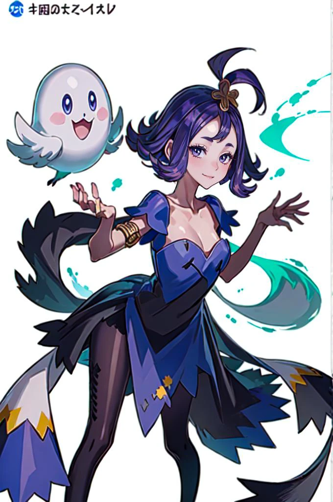 <lora:Acerola_Pokemon:0.8> acerola (pokemon), purple eyes, purple hair, topknot, flipped hair, collarbone, purple dress, sleeves, stitches, multicolored dress, armlet,
smile, ghost pose, hands up, leaning forward, straight-on, <lora:honjou_raita_style_v01:1>, absurdres, ultra detailed, masterpiece, best quality, aesthetic, detailed,