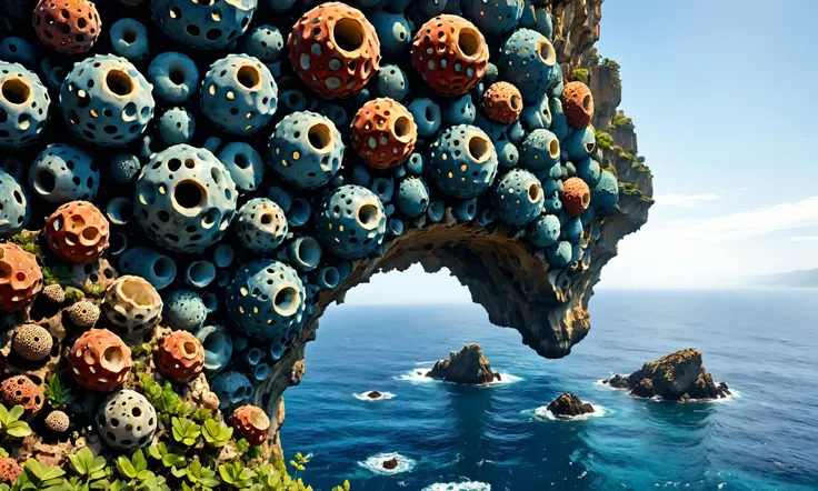 Coastal cliff overlooking endless ocean, <lora:xl_more_art-full_v1:0.4> ,<lora:SDXLFaeTastic2400:0.4> <lora:EnvyTrypophobiaXL01:1> trypophobia, <lora:EldritchComicsXL:0.7>