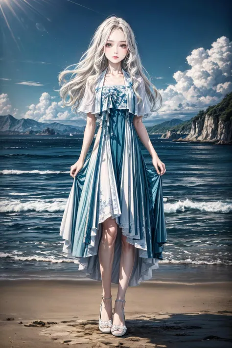 (best quality),[masterpiece],((beautiful:0.75) cute girl:0.75),(EOS R8,50mm,F1.2,8K,RAW photo:1.2),Professional,ultra-fine painting,(long hair:1.4),standing,outdoors,(front:1.3),cloud,sky,seaside background,
<lora:add_detail:0.6>, <lora:Han1:0.75> Han1,dress