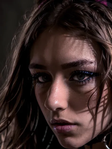 (RebelLynn:1), (to8contrast style),
woman,(Close-up portrait), beautiful lady, dark makeup, hyperdetailed photography, soft light, head and breast portrait, cover,