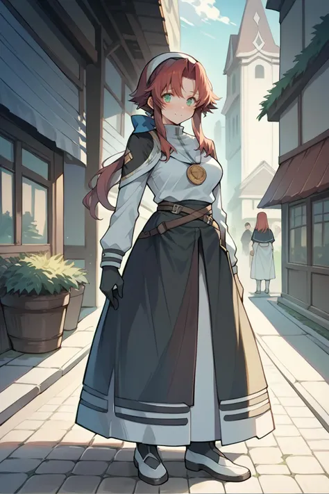 2girls, 1girl, short girl, outdoors, city, <lora:TowaHerschelCS3PonyXL:1> , Towa Herschel, brown hair, long hair, ponytail, hair ribbon, green eyes, petite, small, short, small breasts, white hat, headwear, white jacket, skirt, blue neckwear, black gloves, black pantyhose, white shoes, blushing, smile, hands on own hips, cowboy shot, looking at viewer, <lora:m0n3tXLP:1> , m0n3t, traditional media,
2girls, outdoors, city, tall girl, 1girl, <lora:RiesArgent:1> , Ries Argent, aqua eyes, red hair, hair tubes, hair over shoulder, sidelocks, large breasts, nun outfit, habit, gold medallion, long skirt, boots,
score_9, score_8_up, score_7_up, score_6_up, score_5_up, score_4_up, source_anime, masterpiece