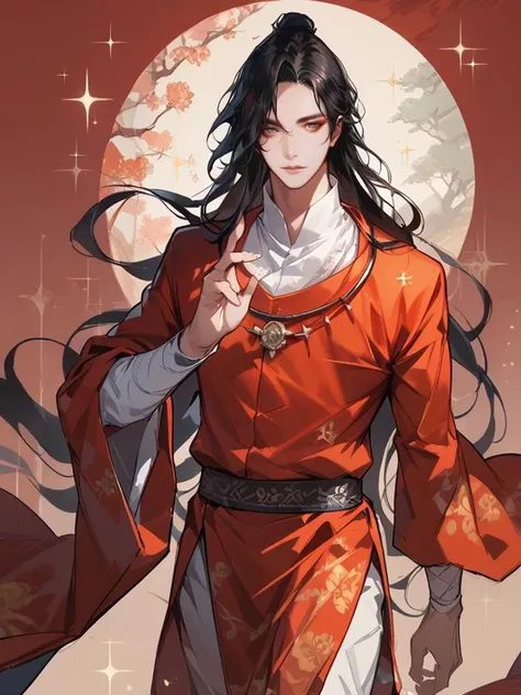 score_9,score_8_up,score_7_up,
<lora:Vixon's Pony Styles Bukk:0.8>,
long hair,solo,black hair,chinese clothes,sparkle,standing,1boy,wide sleeves,male focus,long sleeves,looking at viewer,