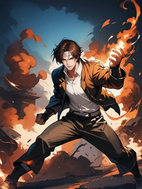 score_9,score_8_up,score_7_up,
<lora:Vixon's Pony Styles Bukk:0.8>,fighting stance,muscular,
<lora:Selection heroes Pony XL:1>,Kkinnoof,
male focus,fire,pyrokinesis,1boy,