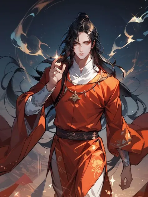 score_9,score_8_up,score_7_up,
<lora:Vixon's Pony Styles Bukk:0.8>,
long hair,solo,black hair,chinese clothes,sparkle,standing,1boy,wide sleeves,male focus,long sleeves,looking at viewer,