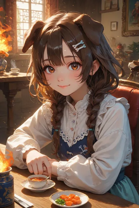 looking at viewer,detailed background,Cinematic Lighting,film grain,score_9,score_8_up,score_7_up,masterpiece,best quality,highly detailed,
<lora:(增强)sdxl_lightning_8step_lora:1>,<lora:glowneon_xl_v1:1>,glowing,<lora:Expressive_H:0.8>,Expressiveh,<lora:th3rm4lXLP:0.4>,th3rm4l,colorful,
1girl,animal ears,brown hair,smile,cup,virtual youtuber,solo,dog ears,brown eyes,fire,inugami korone,holding,bangs,sitting,long sleeves,teacup,blush,food,chair,table,sweat,indoors,closed mouth,dog girl,chibi,looking at viewer,