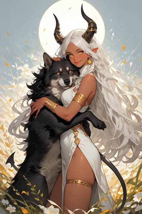 1girl, horns , tail, long hair,white hair,
dark skin,yellow eyes,light smile, thighs exposed,hugging wolf,
<lora:sdxl_lightning_8step_lora:1>
<lora:p3tl0v3XLP:1> p3tl0v3,
<lora:4t4rXLP:0.8> 4t4r,
score_9, score_8_up, score_7_up, score_6_up, score_5_up,
masterpiece, best Quality,
