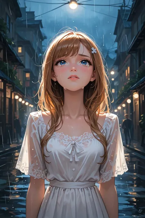 A girl in a white dress stood alone in the rain under the dim street lights,
Tears blurred her vision and raindrops fell on her cheeks,melancholy atmosphere,
<lora:sdxl_lightning_8step_lora:1>
score_9, score_8_up, score_7_up,score_6_up,
hyper-Detailed, masterpiece, best Quality,film Grain,<lora:4nd43rzXLP:0.85> 4nd43rz, <lora:streaming-tears-ponyxl-lora-nochekaiser:0.8>, streaming tears, crying, tears,